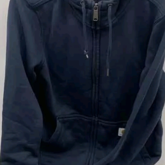 Carhartt Relaxed Midweight Full Zip Navy Sweatshirt Hoodie Size S Excellent Cond - Picture 2 of 6